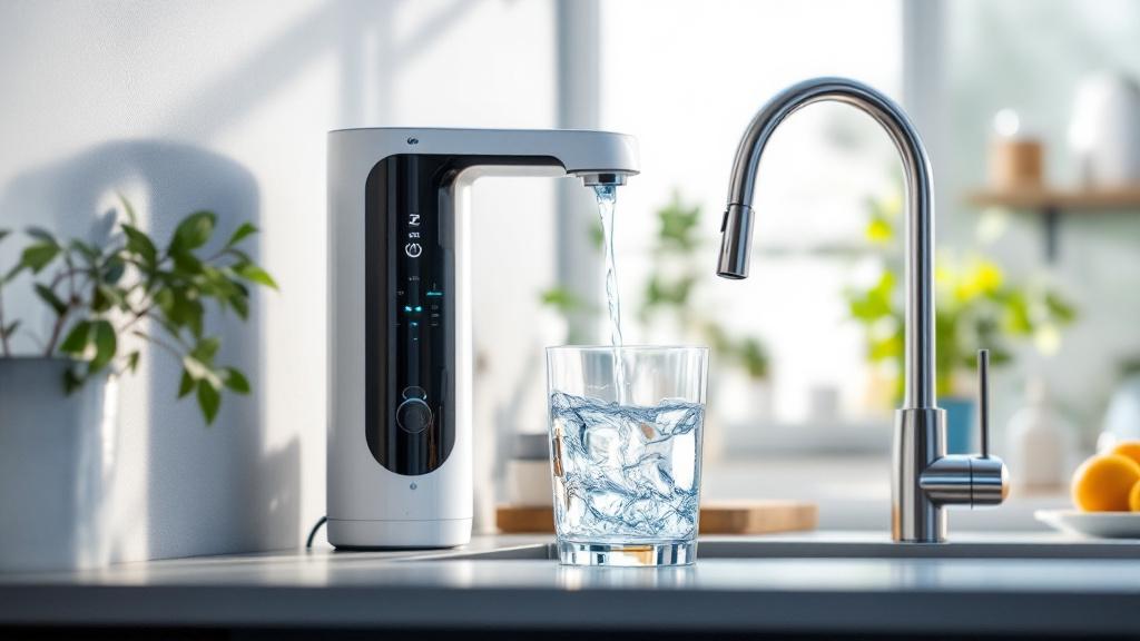 Eau pure filtrée par osmose inverse dans un verre cuisine moderne