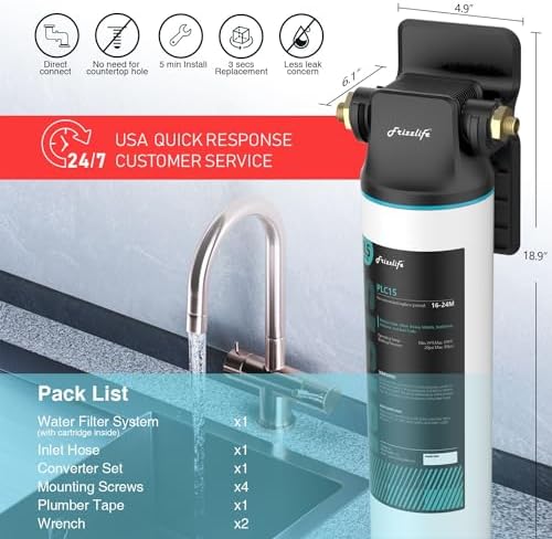 Frizzlife SW15 filtre sous évier blanc filtration NSF 53 fond blanc