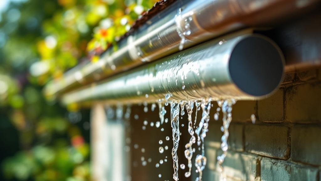 traitement eau de pluie — filtre de gouttière installé sur maison avec eau claire